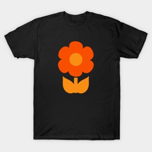 Cute Retro Flower Orange T-Shirt